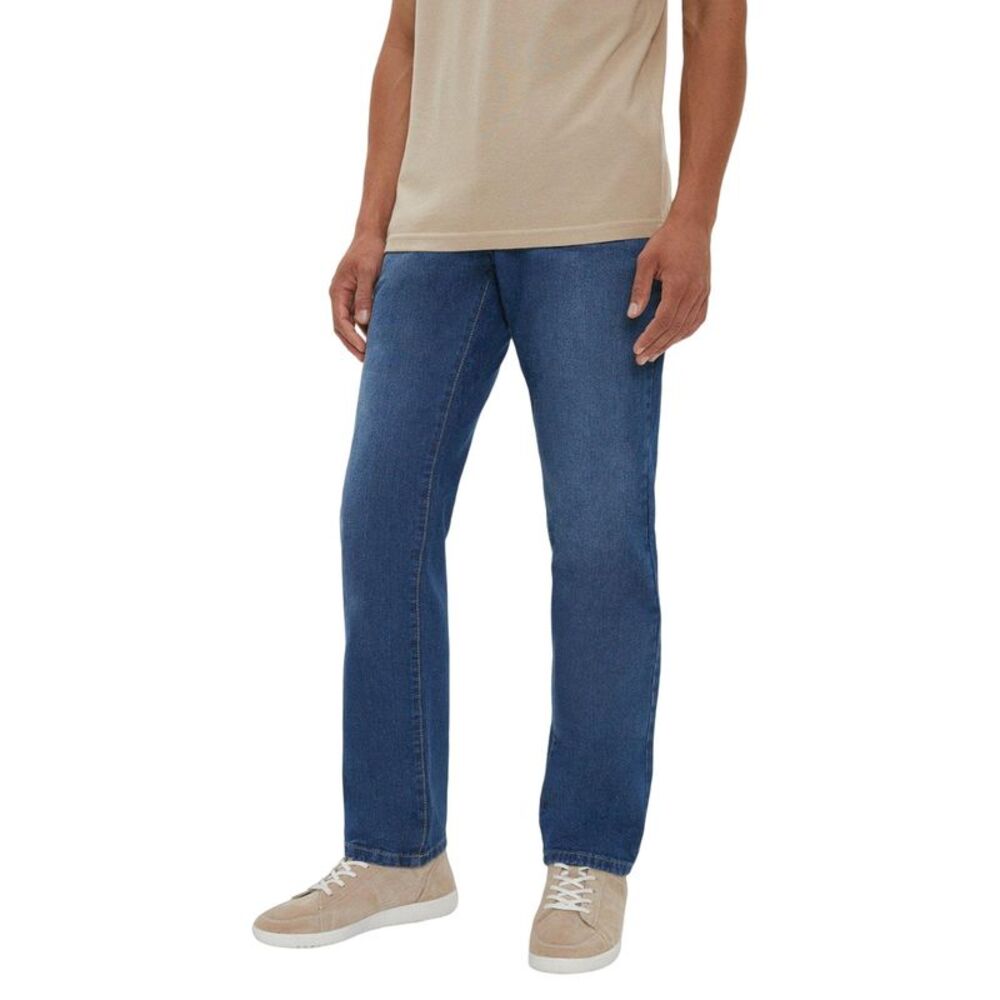 Maine Mens Mid Wash Straight Leg Jeans / Blue